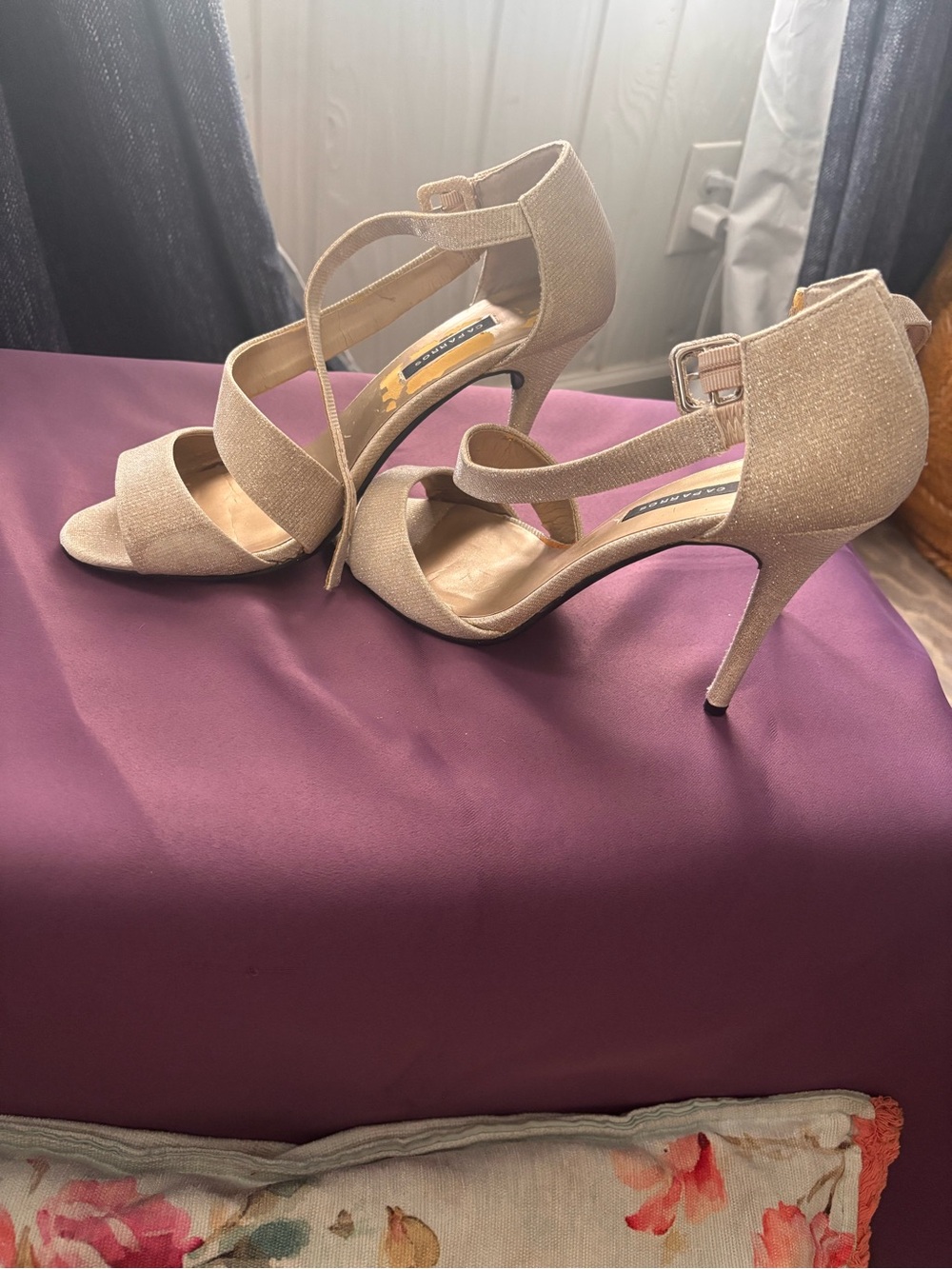 Caparros Shimmery Nude Strappy Stiletto Sandals